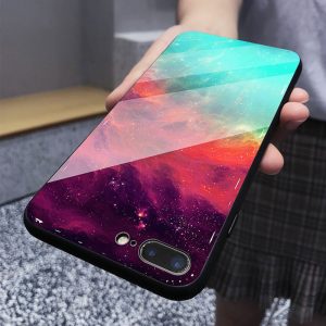 Tempered Glass Space Phone Case For iPhone XS Max XR X 8 7 6 6s Plus Soft TPU Edge Case 8plus Starry Moon Cover Coque